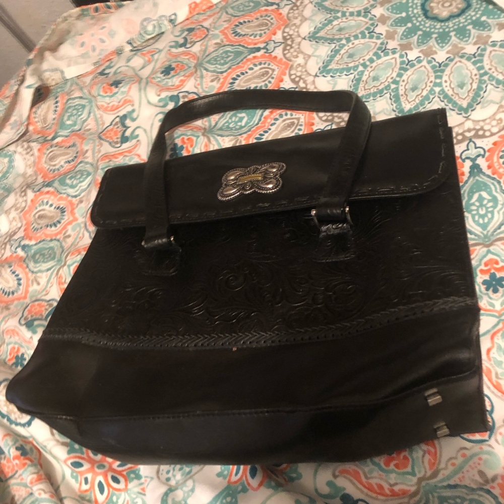 Chic Black Satchel with Embossed Design- 139A $50 or $45 w/offer